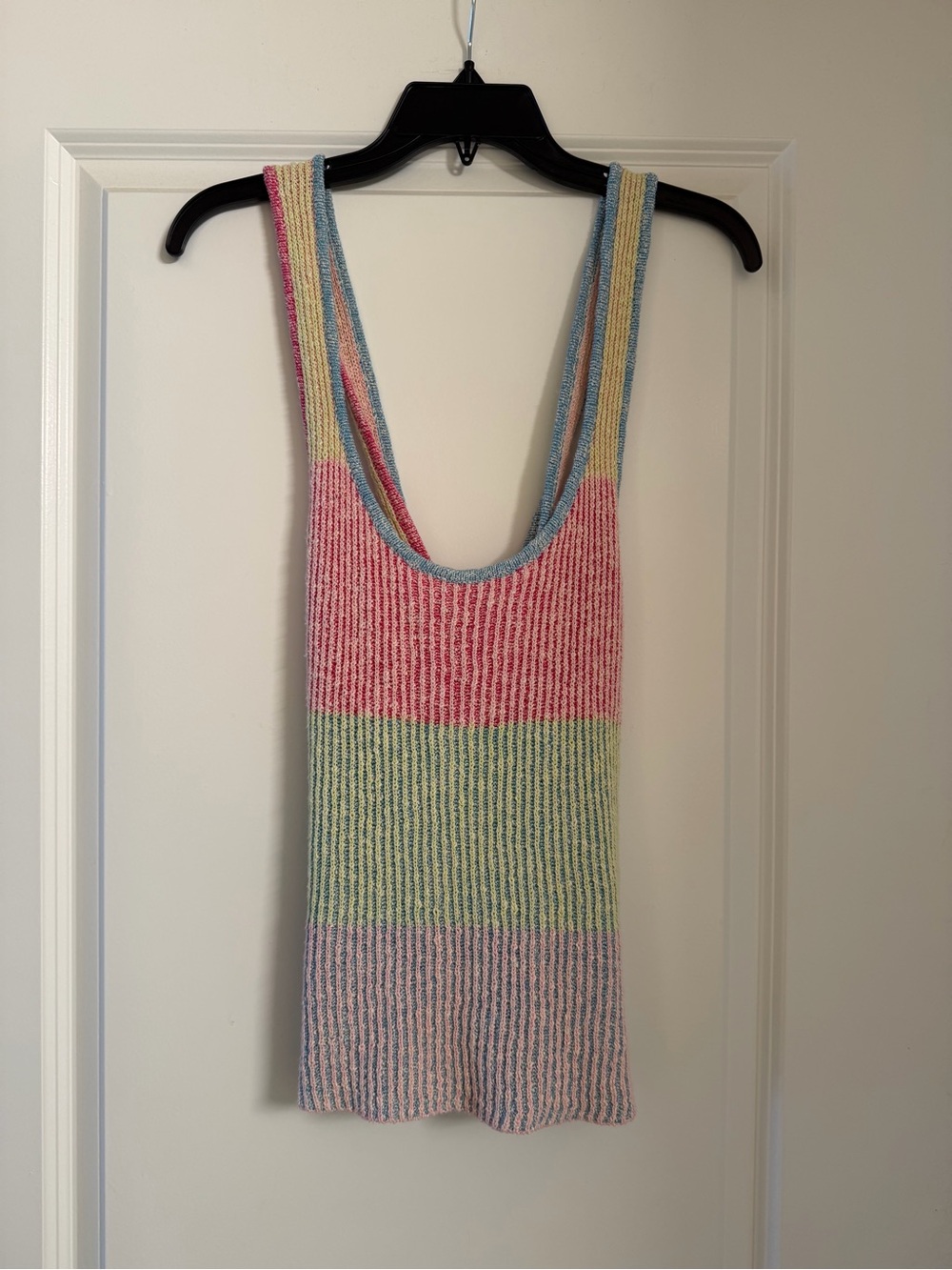 YanYan Pastel Striped Knit Tank Top - Pink, Green, Lavender